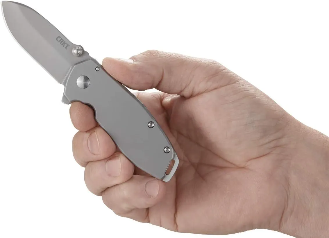 CRKT Squid Everyday Carry Assisted Folding Knife with Frame Lock: Stainless Steel Plain Edge Blade, Stainless Steel Handle, Pocket Clip, 2492