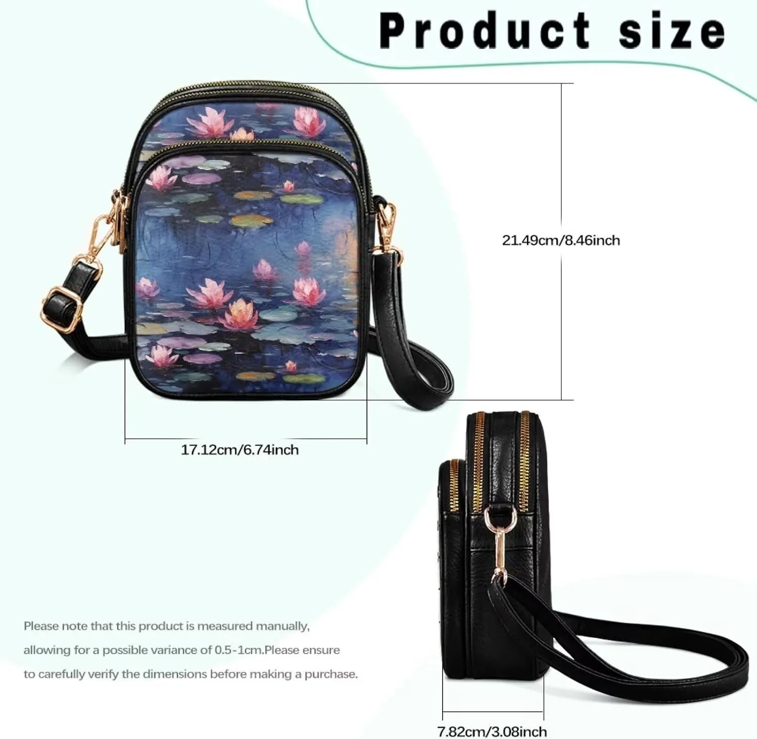 Crossbody Bag for Women Folk Skulls Travel PU Leather Shoulder Bag, Cats Dogs Pattern Small Cell Phone Purse Pouch
