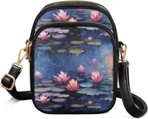 Crossbody Bag for Women Folk Skulls Travel PU Leather Shoulder Bag, Cats Dogs Pattern Small Cell Phone Purse Pouch