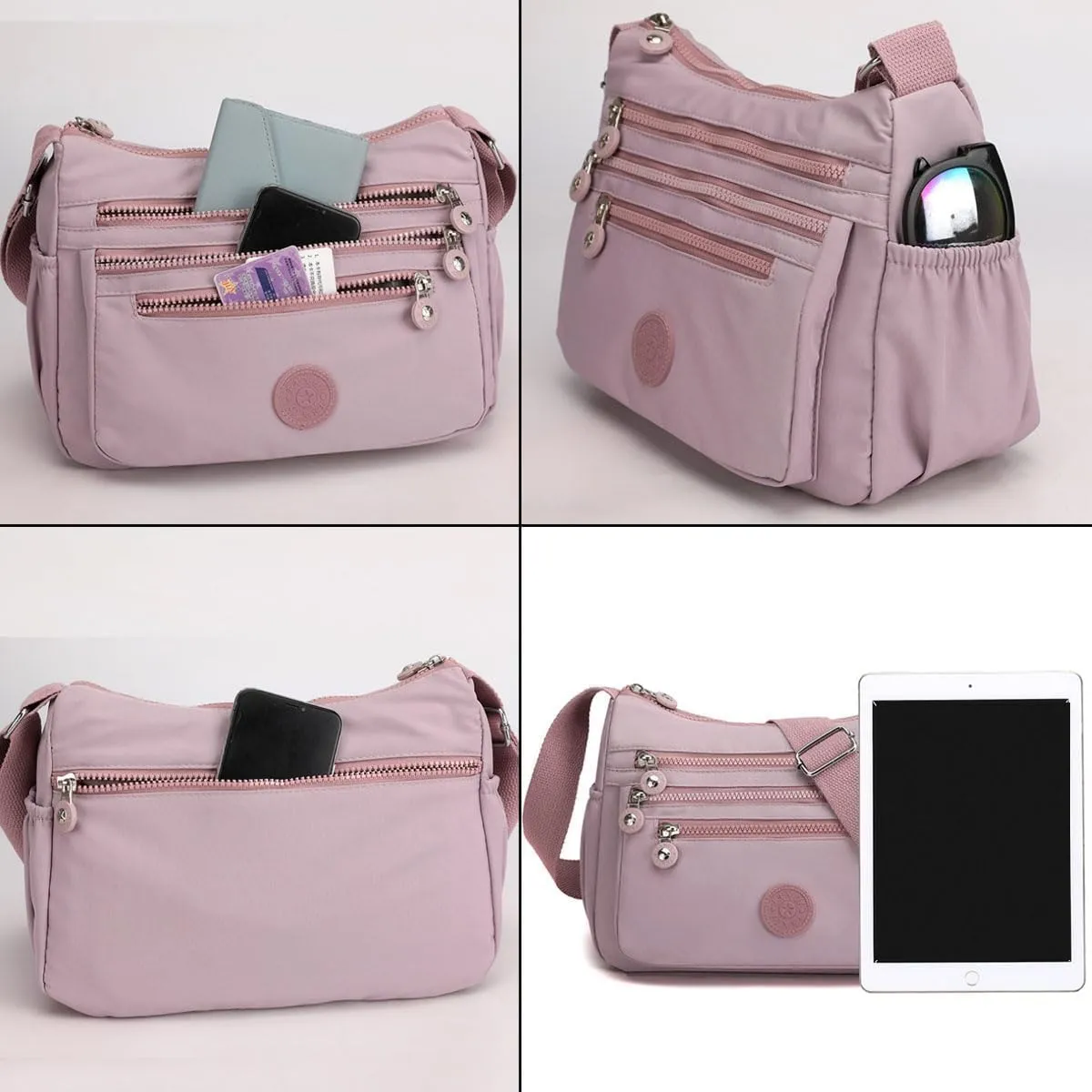 Crossbody Bag for Women Multi Pocket Shoulder Bag Messenger Bag Casual Nylon Purse Handbag