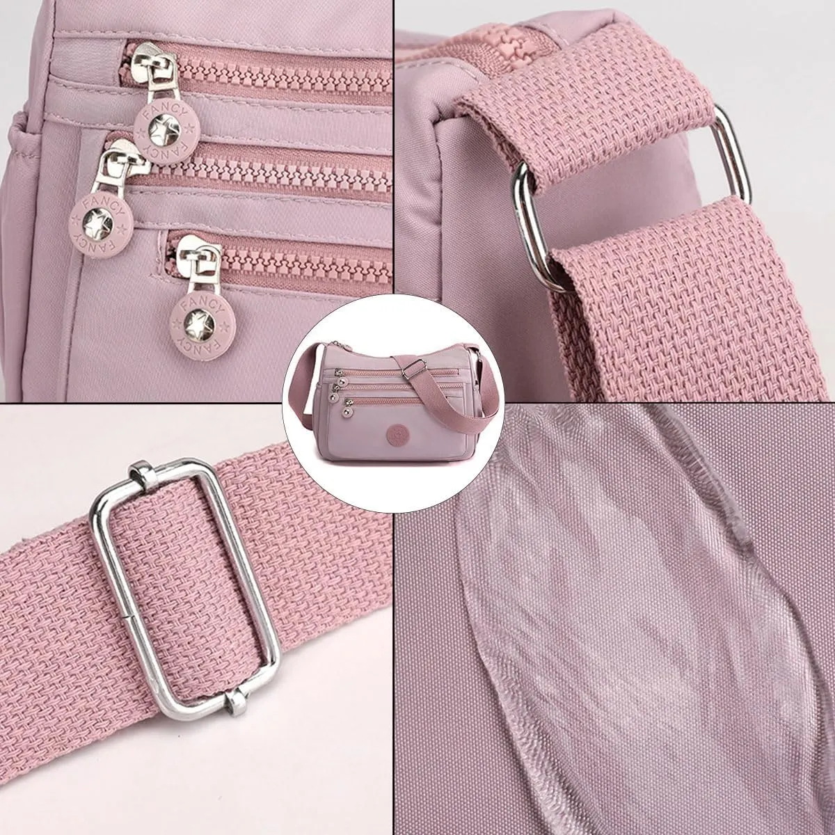 Crossbody Bag for Women Multi Pocket Shoulder Bag Messenger Bag Casual Nylon Purse Handbag