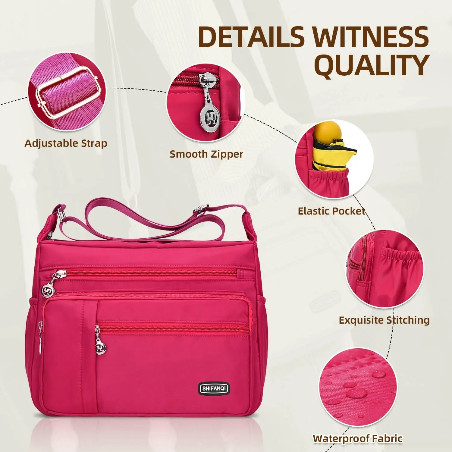 Crossbody Bag for Women,Multi Pockets Cross Body Purses for Women, Ladies Shoulder Bag, Travel Purses and Handbags