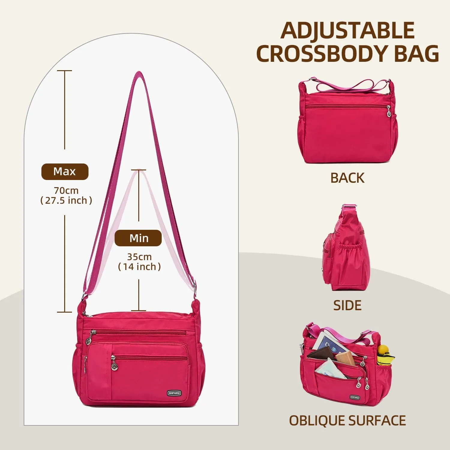 Crossbody Bag for Women,Multi Pockets Cross Body Purses for Women, Ladies Shoulder Bag, Travel Purses and Handbags
