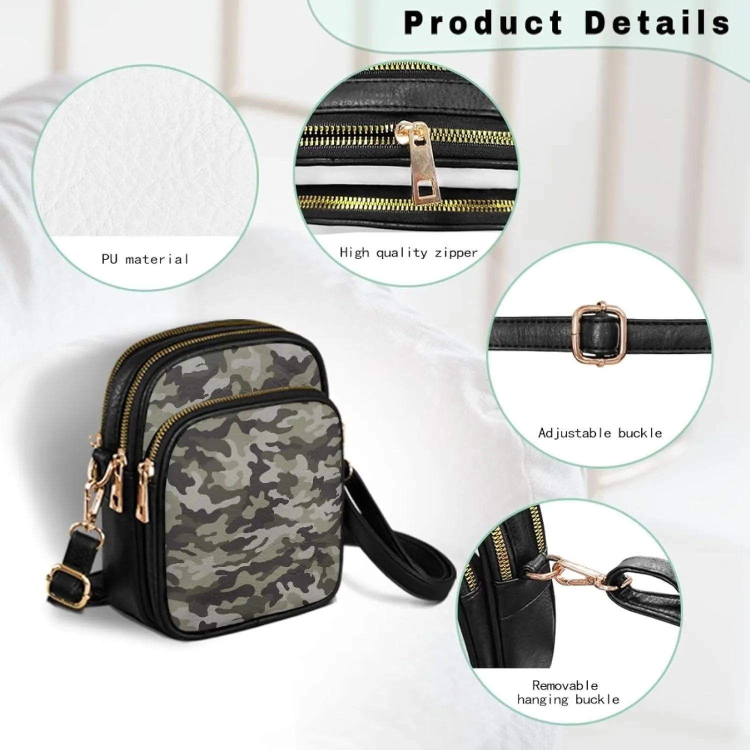 Crossbody Bag for Womens PU Leather Shoulder Purses Travel Purse Pocketbooks Multi Pocket Over the Shoulder Purses