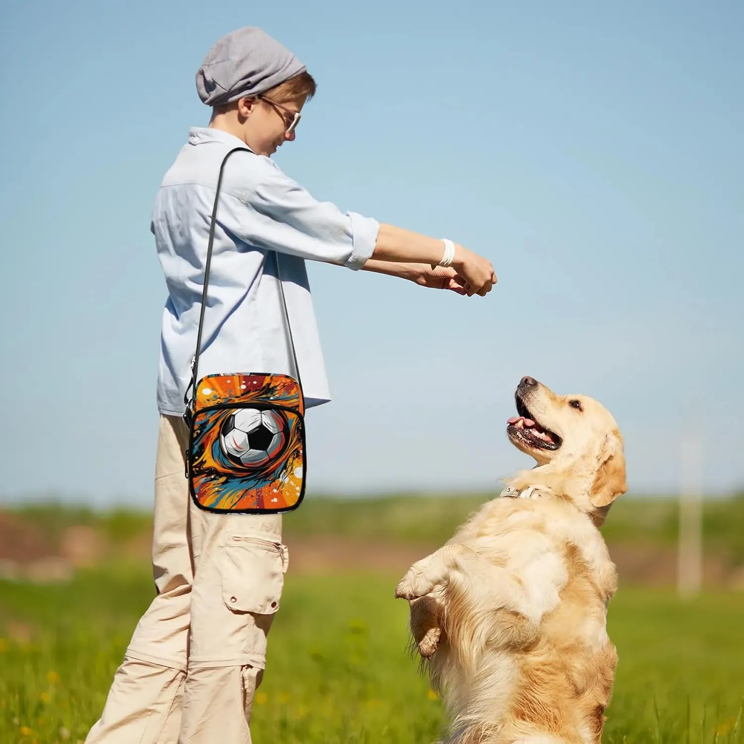 Crossbody Bag Small Sling Backpack Abstract Football Shoulder Bags Chest Pack Cross Body Daypack Colorful Football Belt Purses for Travel Cycling Skating
