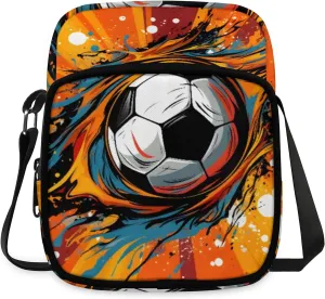 Crossbody Bag Small Sling Backpack Abstract Football Shoulder Bags Chest Pack Cross Body Daypack Colorful Football Belt Purses for Travel Cycling Skating
