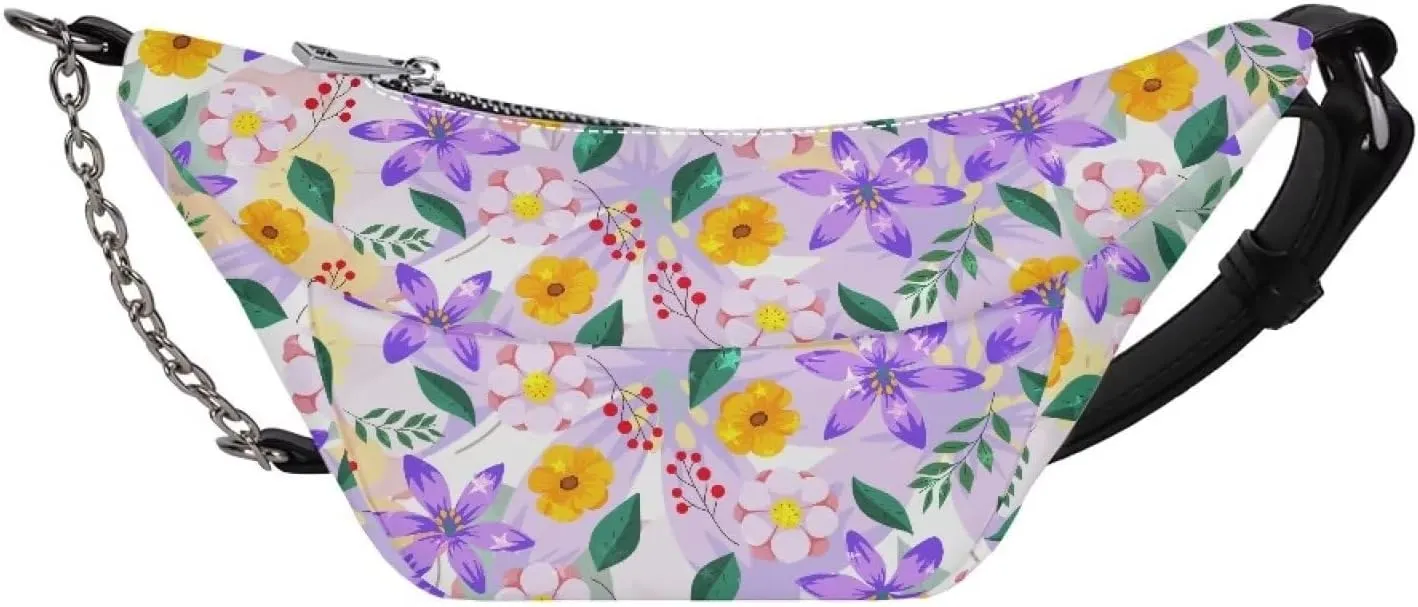 Crushed Flower Shoulder Bag Travel Lightweight PU Shoulder Pouch Bag Stylish and Versatile Cell Phone Purses Travel Pouch for Travel Running Hiking Workouts Sports