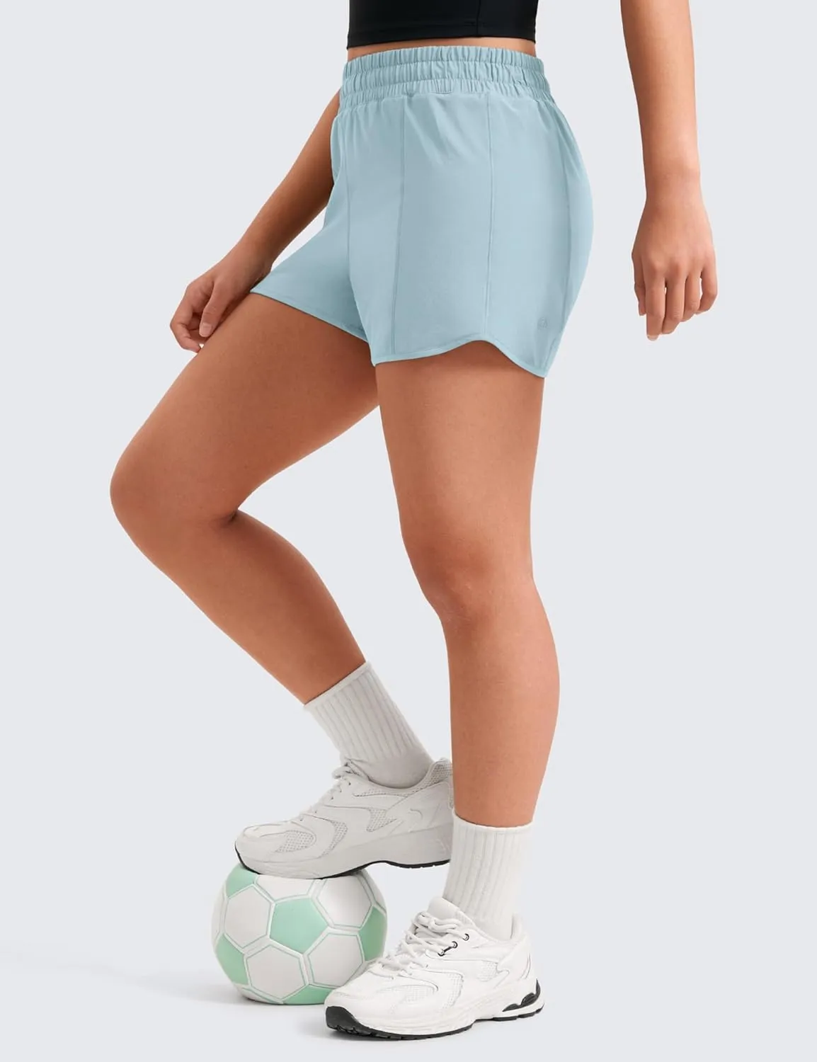 CRZ YOGA Girls Athletic Shorts with Zipper Pocket for Teens Kids Running Workout Casual Tennis Soccer Lightweight Liner