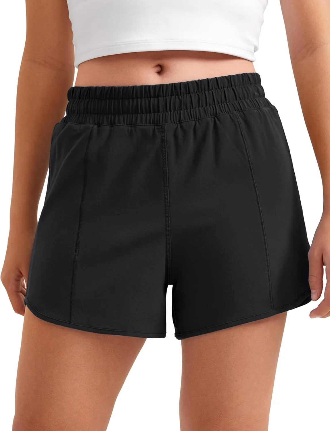 CRZ YOGA Girls Athletic Shorts with Zipper Pocket for Teens Kids Running Workout Casual Tennis Soccer Lightweight Liner