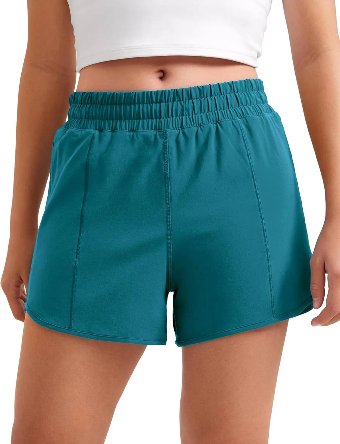 CRZ YOGA Girls Athletic Shorts with Zipper Pocket for Teens Kids Running Workout Casual Tennis Soccer Lightweight Liner