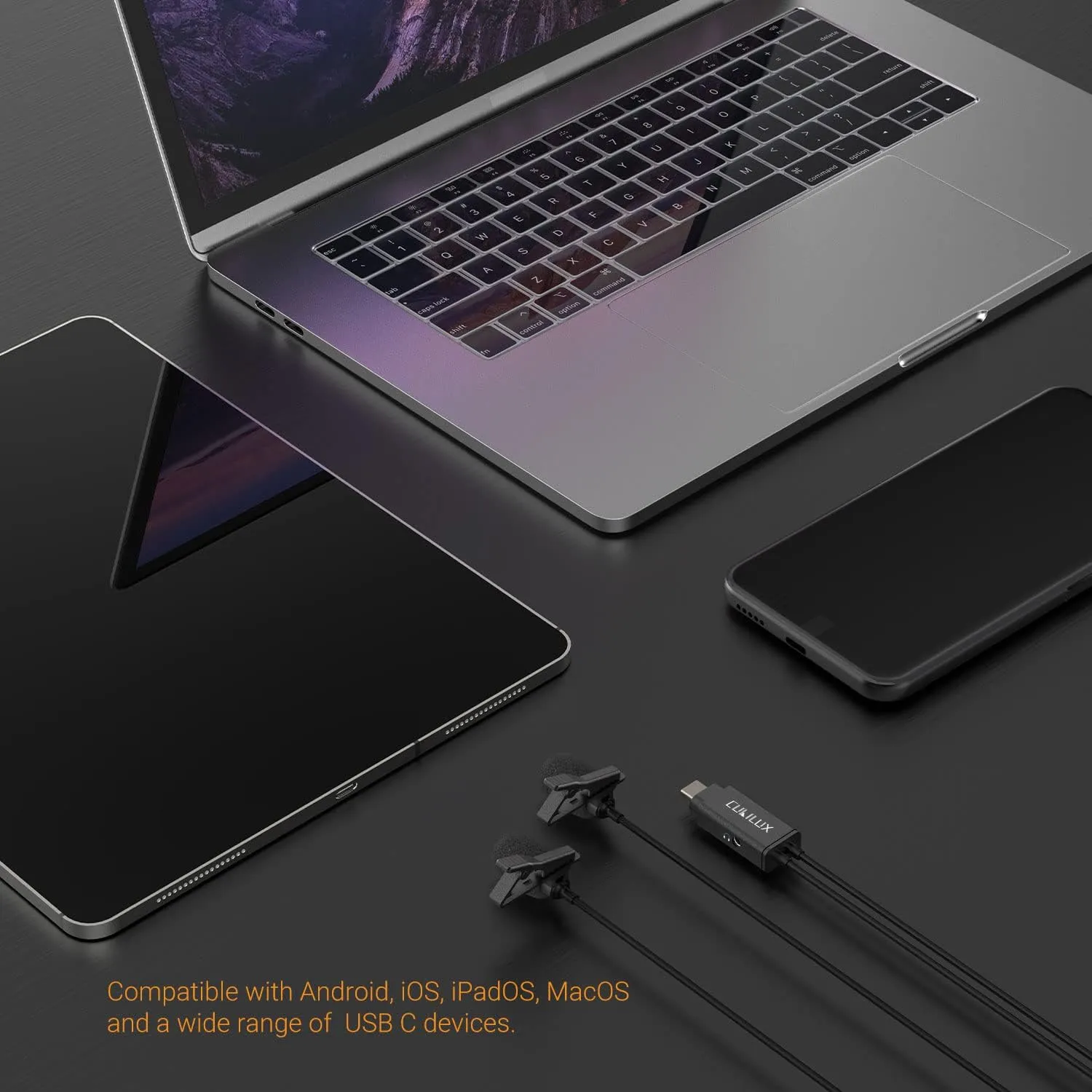 Cubilux MLC-3 USB C Dual Lavalier Microphones with 3.5mm Jack, Type C Double Lapel MIC Compatible with iPad, Google Pixel, 10 FT