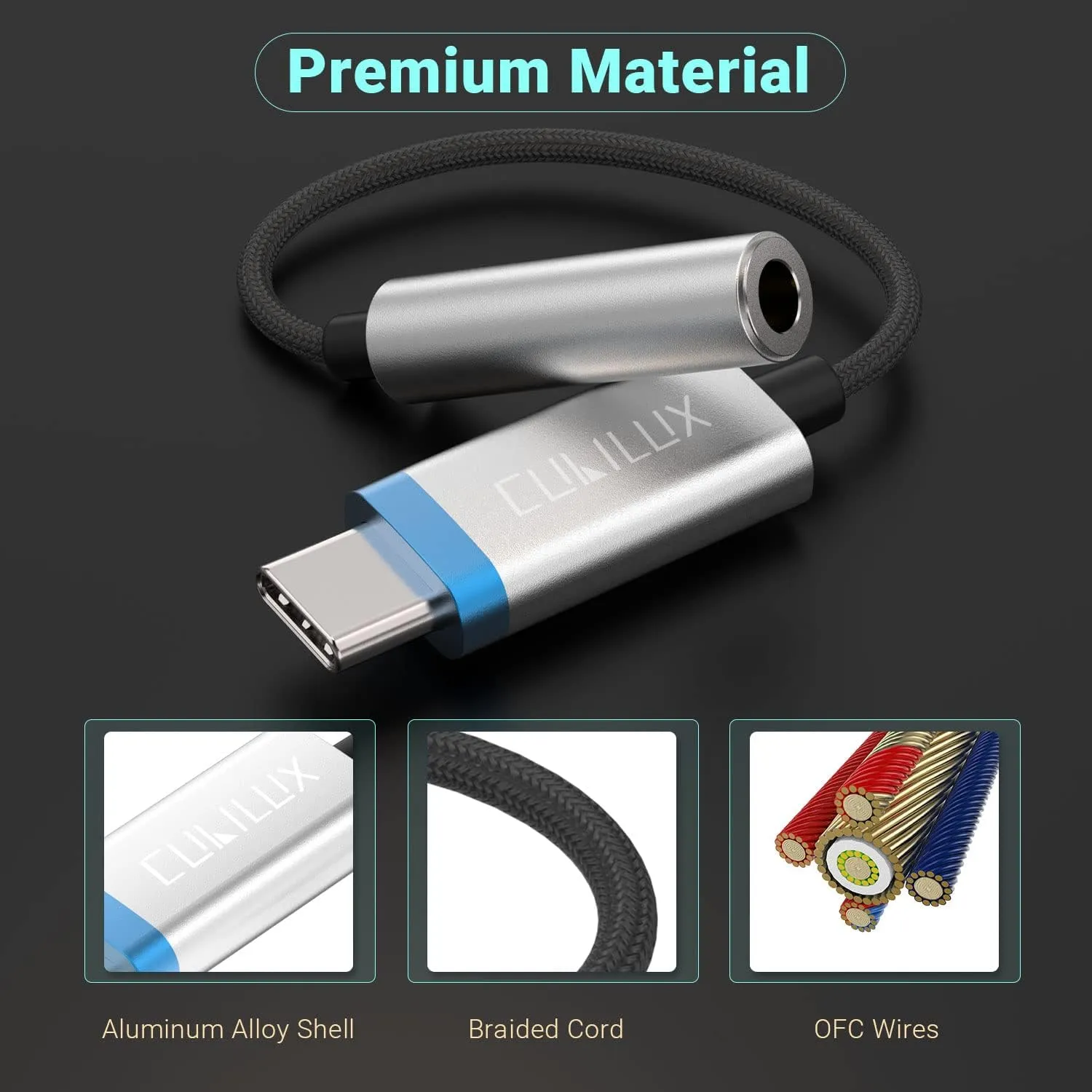 Cubilux USB C Audio Adapter with 384KHz/24-bit DAC - Compatible with iPhone 15 /15, iPad 10, iPad Air 5/4, iPad Mini 6, Google Pixel 8/7/6 Pro 7a/6a 6 5XL