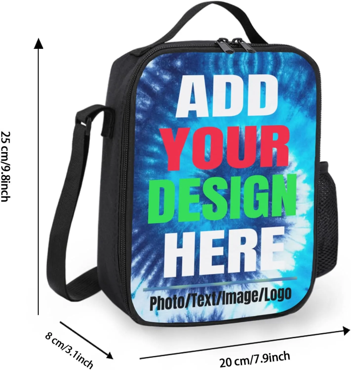 Custom Insulated Lunch Box for Girls Boys, Personalized Insulated Lunch Box with Your Photos Tex, Customized Reusable Lunch Bag Leakproof Cooler Tote Bag for School Office Travel Picnic