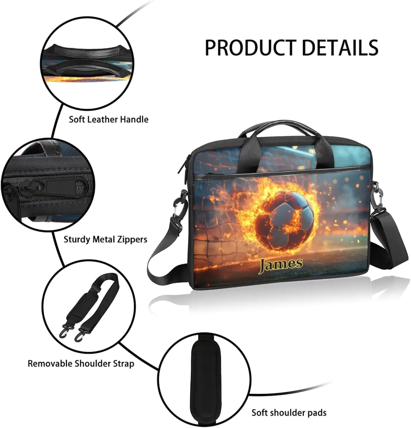 Custom-Laptop-Bag for-Adults Women Men Personalized with-Name Computer-Bag Colorful Basketball