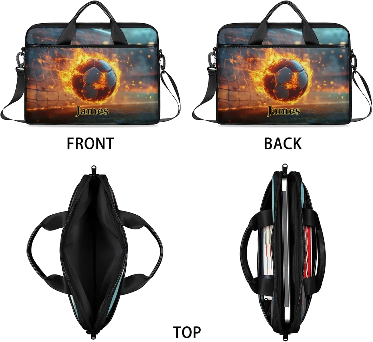 Custom-Laptop-Bag for-Adults Women Men Personalized with-Name Computer-Bag Colorful Basketball