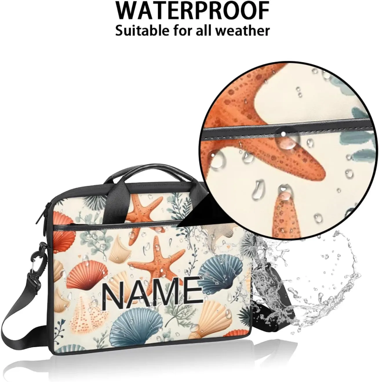 Custom Laptop Bag with Name Personalized 15 Inch Shoulder Computer Bag