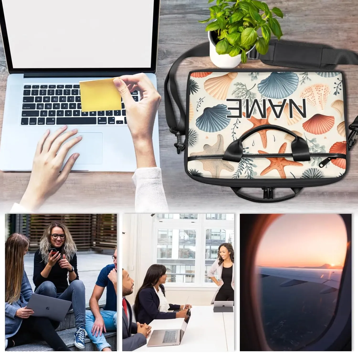 Custom Laptop Bag with Name Personalized 15 Inch Shoulder Computer Bag