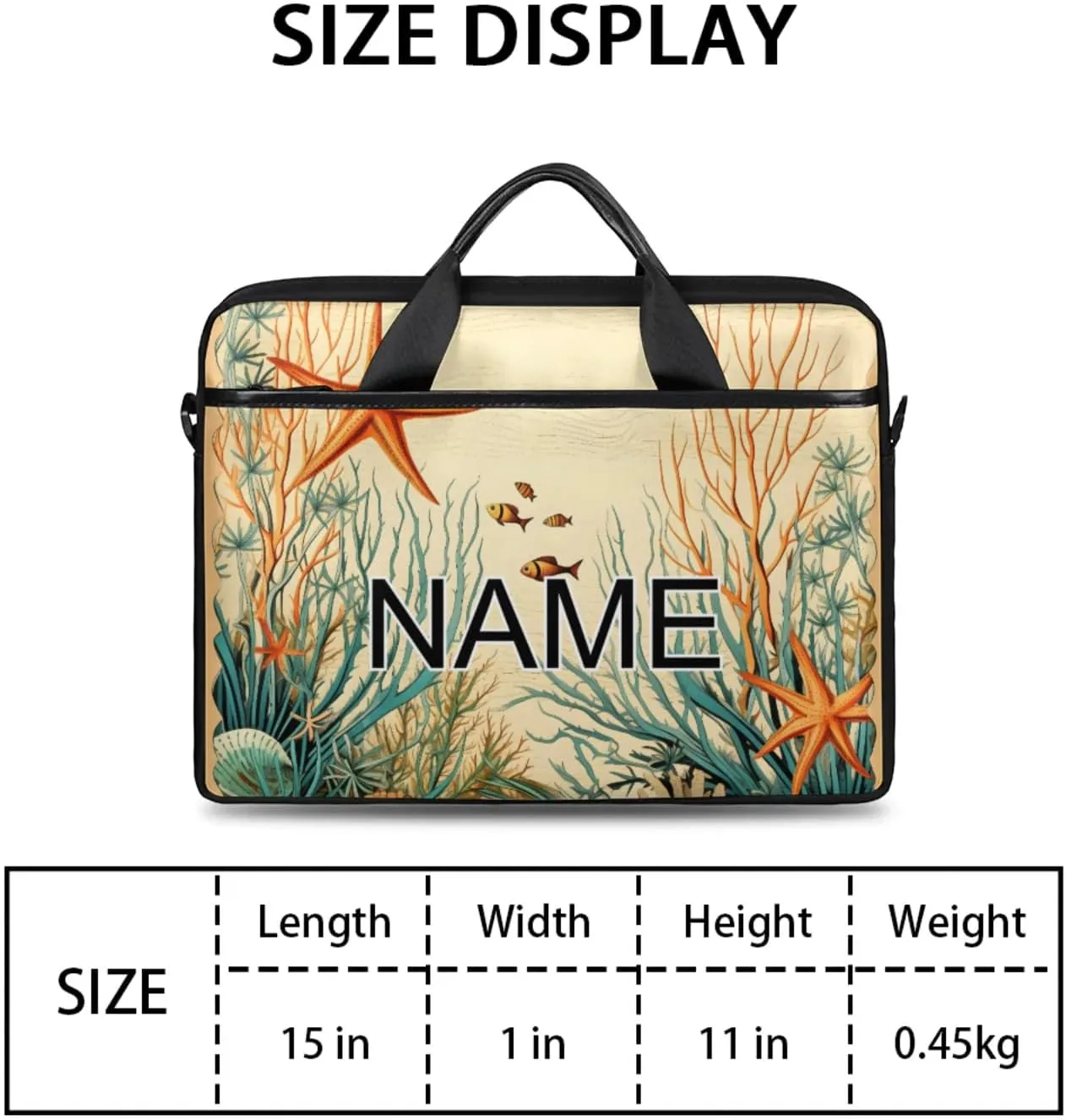 Custom Laptop Bag with Name Personalized 15 Inch Shoulder Computer Bag