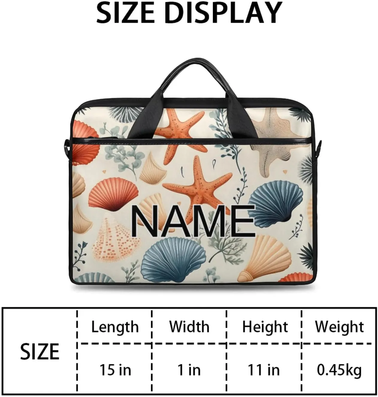 Custom Laptop Bag with Name Personalized 15 Inch Shoulder Computer Bag