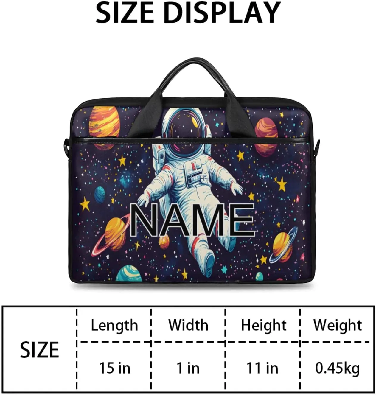 Custom Laptop Bag with Name Personalized 15 Inch Shoulder Computer Bag