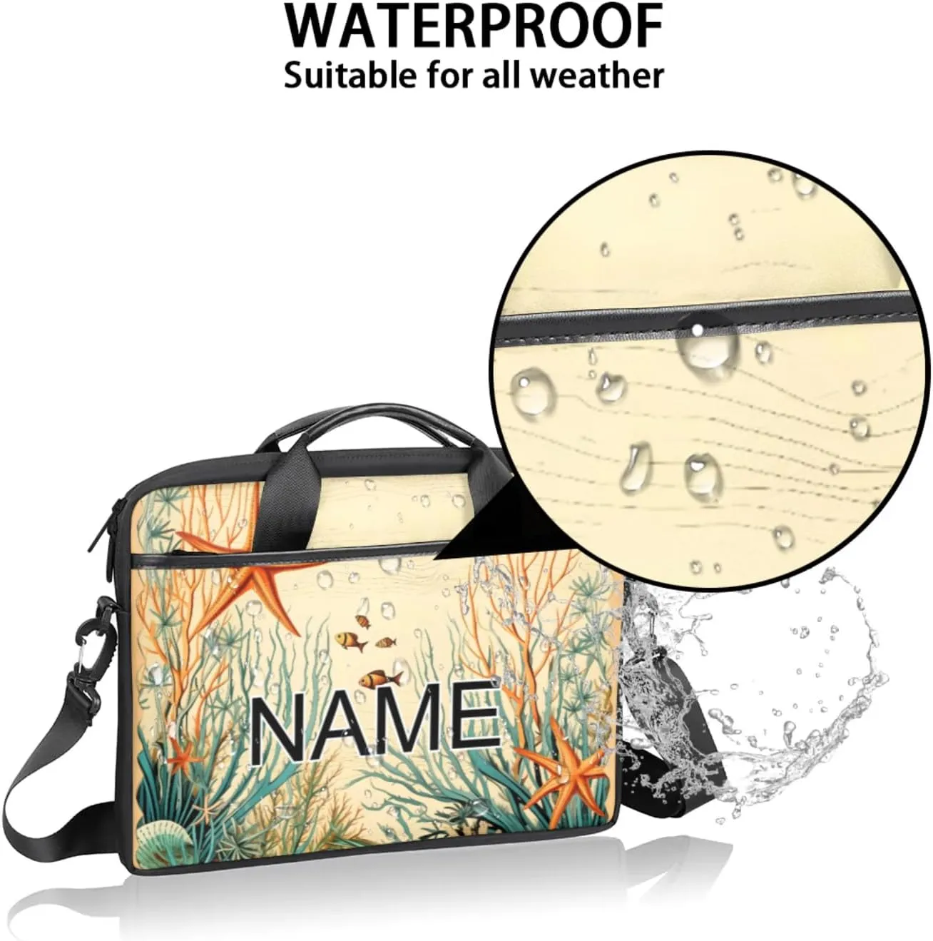 Custom Laptop Bag with Name Personalized 15 Inch Shoulder Computer Bag