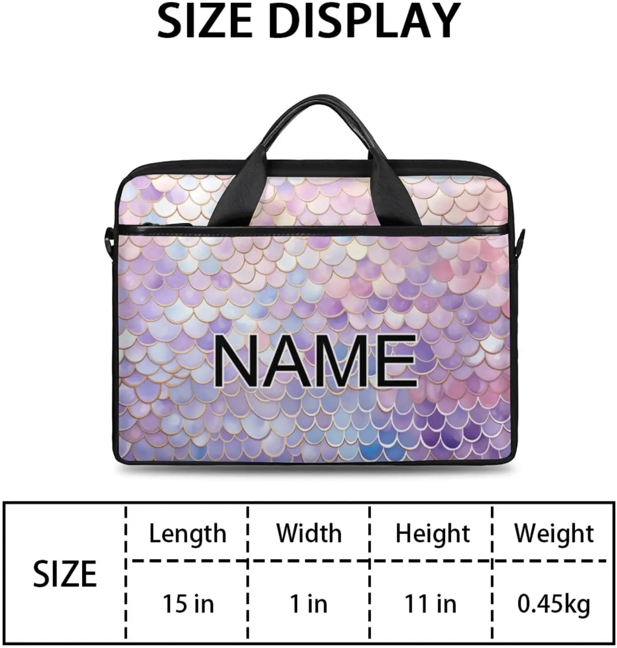 Custom Laptop Bag with Name Personalized 15 Inch Shoulder Computer Bag