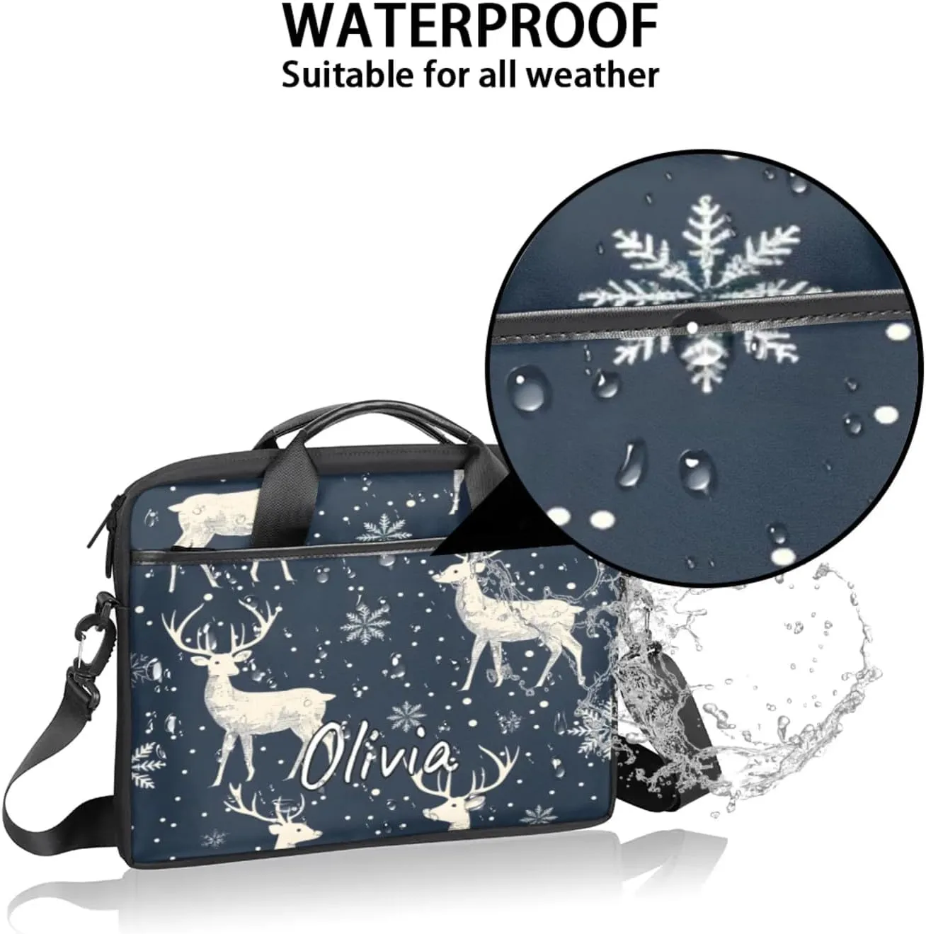 Custom Laptop Bag with Name Personalized 15 Inch Shoulder Computer Bag
