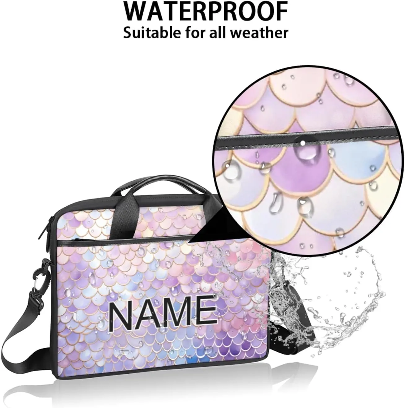 Custom Laptop Bag with Name Personalized 15 Inch Shoulder Computer Bag