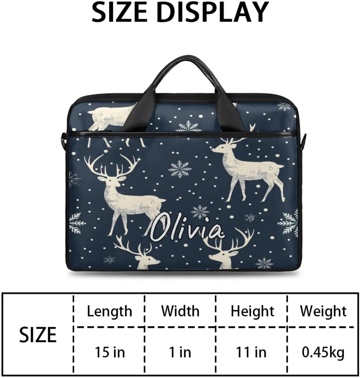 Custom Laptop Bag with Name Personalized 15 Inch Shoulder Computer Bag