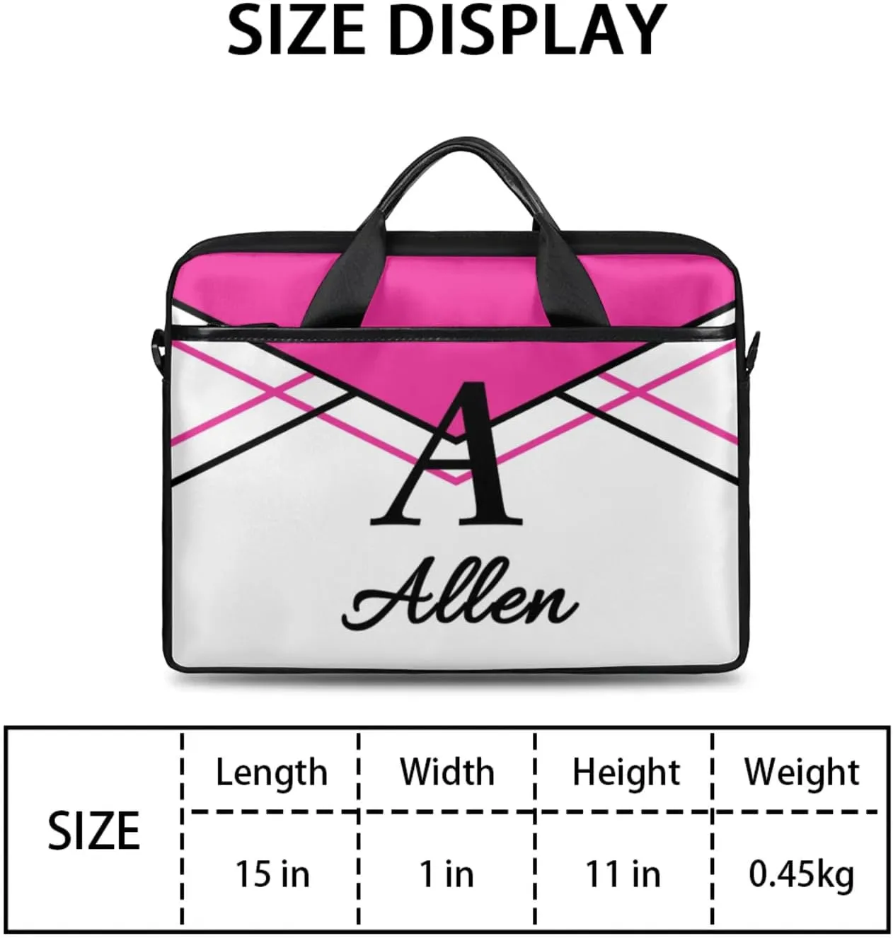 Custom Laptop Bag,Personalized Shoulder Bag for Laptop,Portable Computer Bag,Gifts for Business Office White Stitching