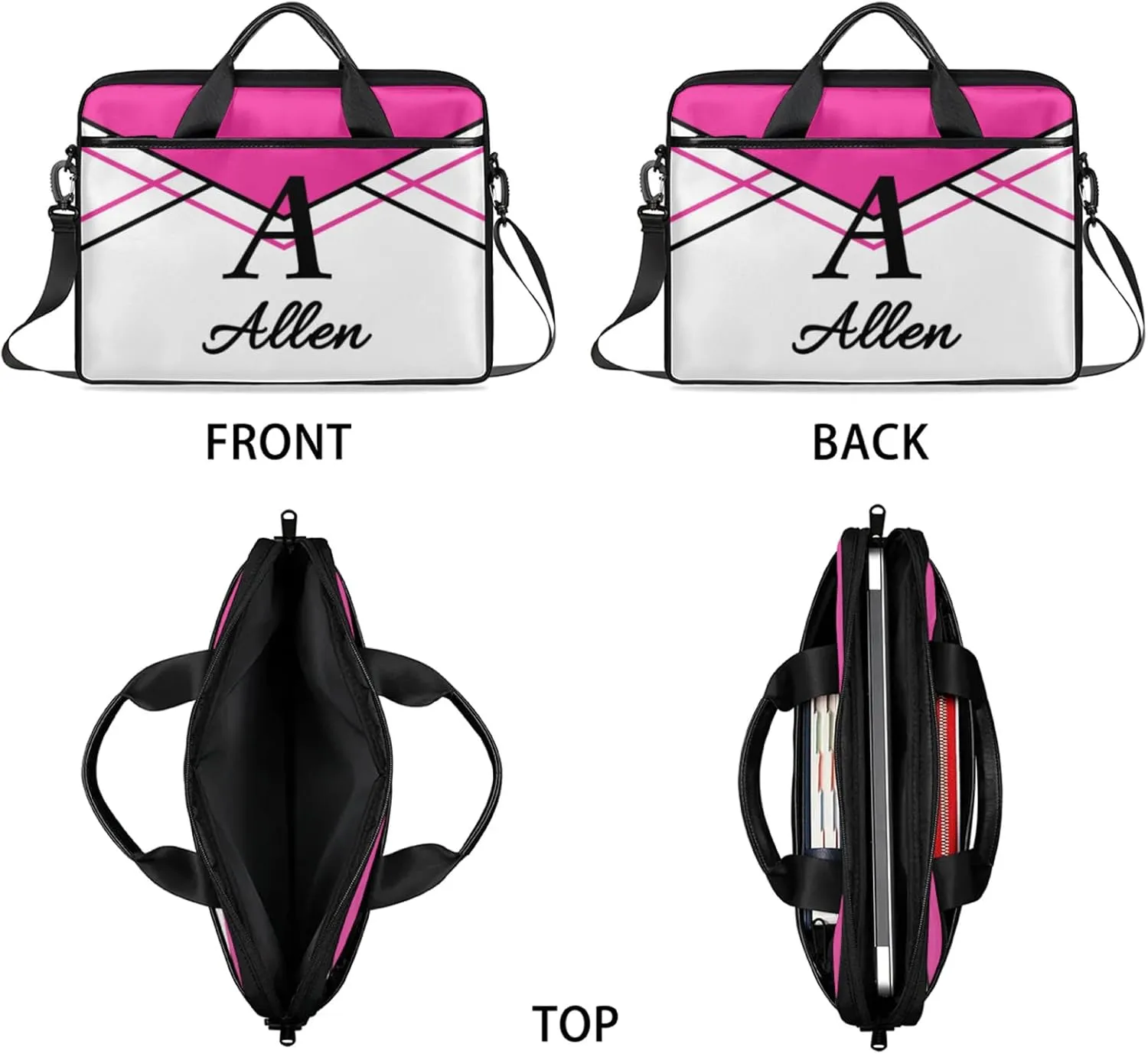 Custom Laptop Bag,Personalized Shoulder Bag for Laptop,Portable Computer Bag,Gifts for Business Office White Stitching