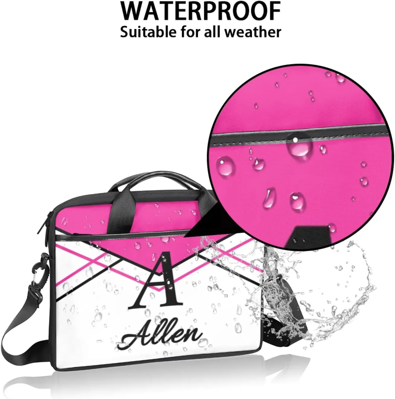 Custom Laptop Bag,Personalized Shoulder Bag for Laptop,Portable Computer Bag,Gifts for Business Office White Stitching