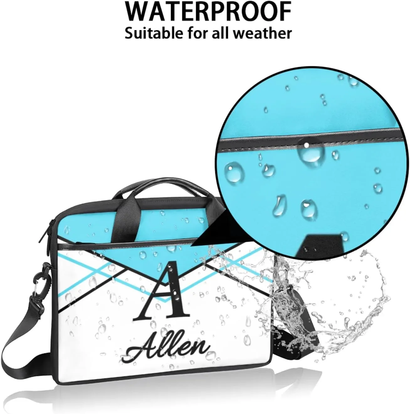 Custom Laptop Bag,Personalized Shoulder Bag for Laptop,Portable Computer Bag,Gifts for Business Office White Stitching