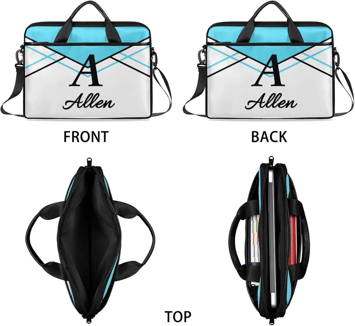 Custom Laptop Bag,Personalized Shoulder Bag for Laptop,Portable Computer Bag,Gifts for Business Office White Stitching