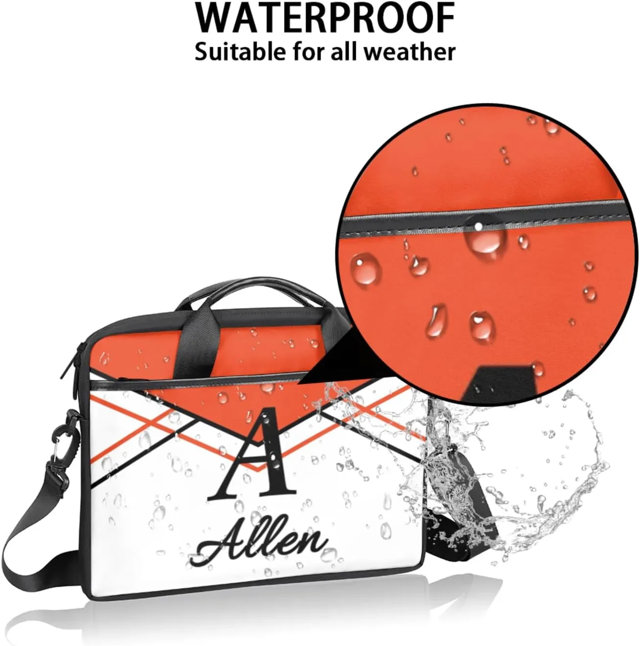Custom Laptop Bag,Personalized Shoulder Bag for Laptop,Portable Computer Bag,Gifts for Business Office White Stitching