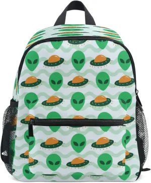 Cute Alien Ufo Invasion Spaceship Kids Backpack for Boys Girls Students SchoolBag for Toddler Children Daycare Preschool Shoulder Bookbag with Chest Strap Kindergarten Elementary Travel M
