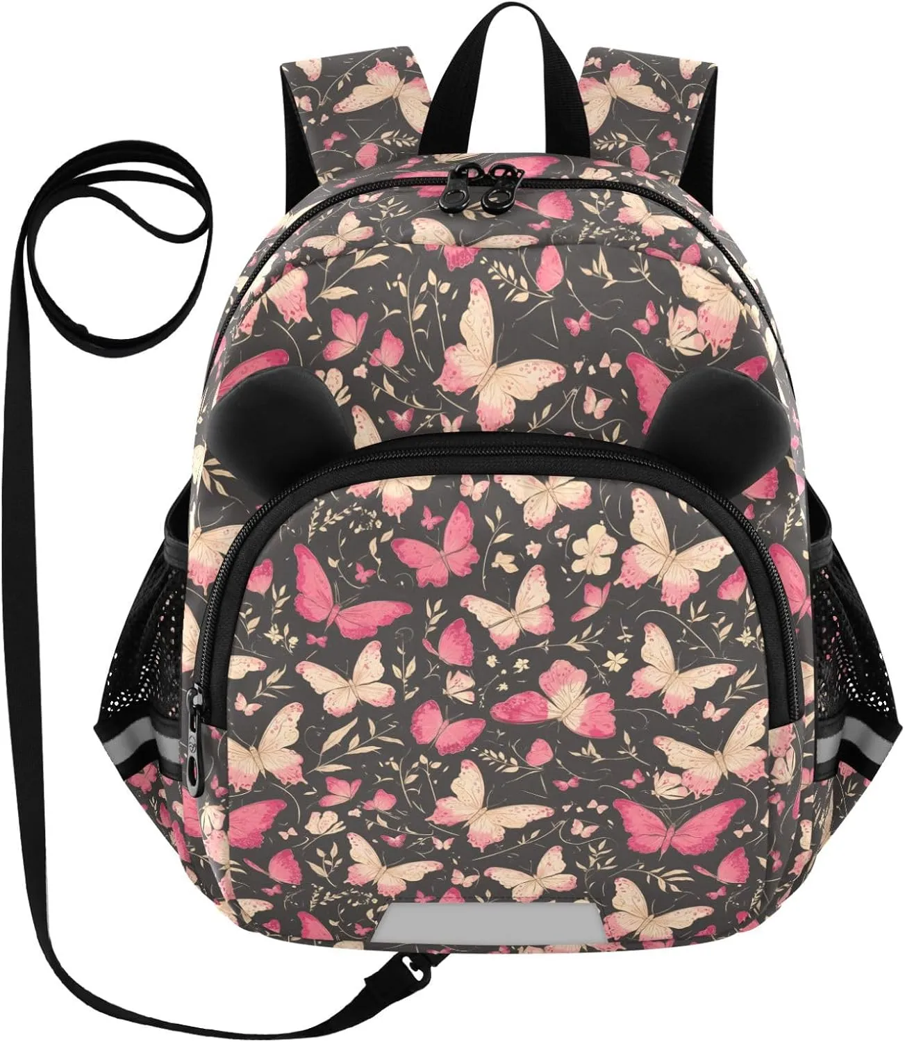 Cute Ears Kids School Backpack Leash Boys Girls Anti-Lost Personalized Sports Backpack with Reflective Strip Cute Cartoon Animal Bear Butterflies Hotpink mochilas para kindergarten ni?os