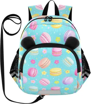 Cute Ears Toddler Backpack For Preschool Leash Boys Girls Anti-Lost Personalized Daycare Bag with Reflective Strip Cute Cartoon Animal Bear Lovely Colorful Macaron Dessert Flowers mochilas