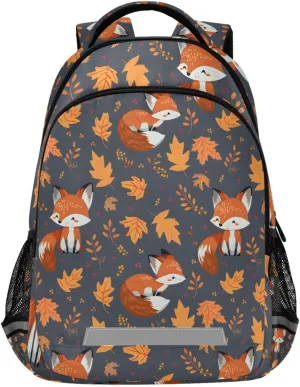Cute Fox Maple Leaf Backpack for Girls Boys School Bookbag Kids Daypack Lightweight Laptop Backpack Back to School Supplies