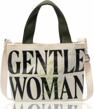 Cute Gentle Woman Crossbody Tote Bag Canvas Handheld Shoulder Bag with Portable Handles Office Travel Essentials