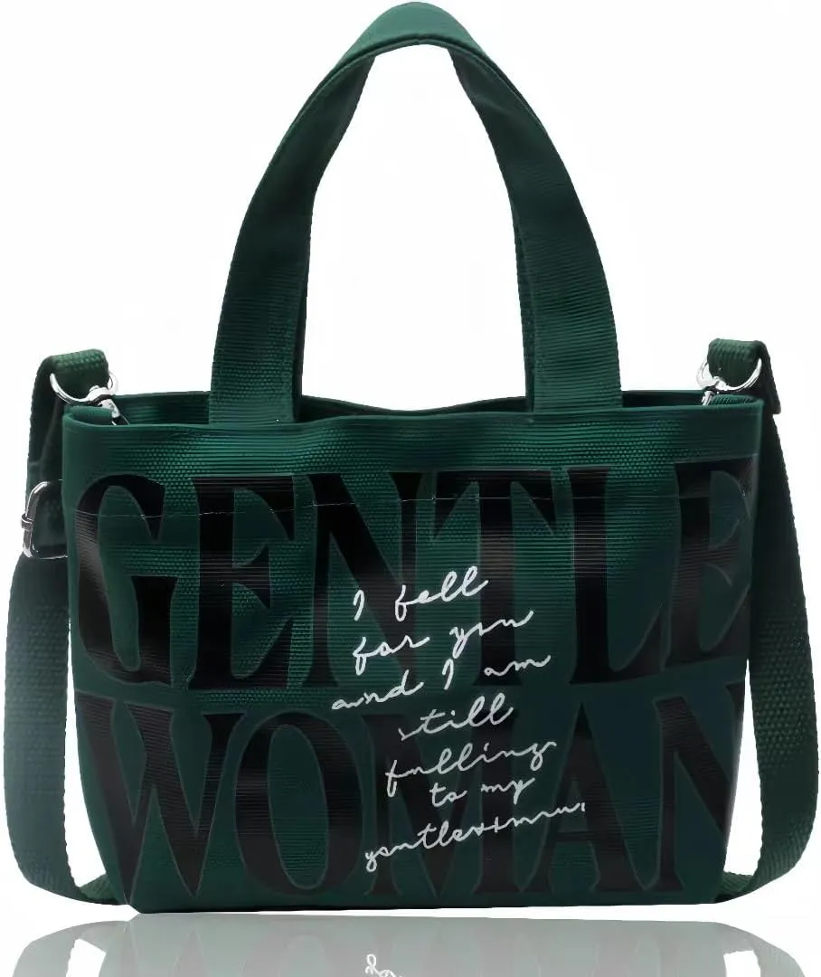 Cute Gentle Woman Crossbody Tote Bag Canvas Handheld Shoulder Bag with Portable Handles Office Travel Essentials