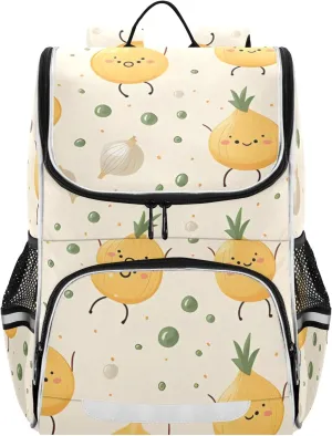 Cute Onions School Backpack for Boys Girls, Elementary School Bookbag Travel Bag Daypack for Students
