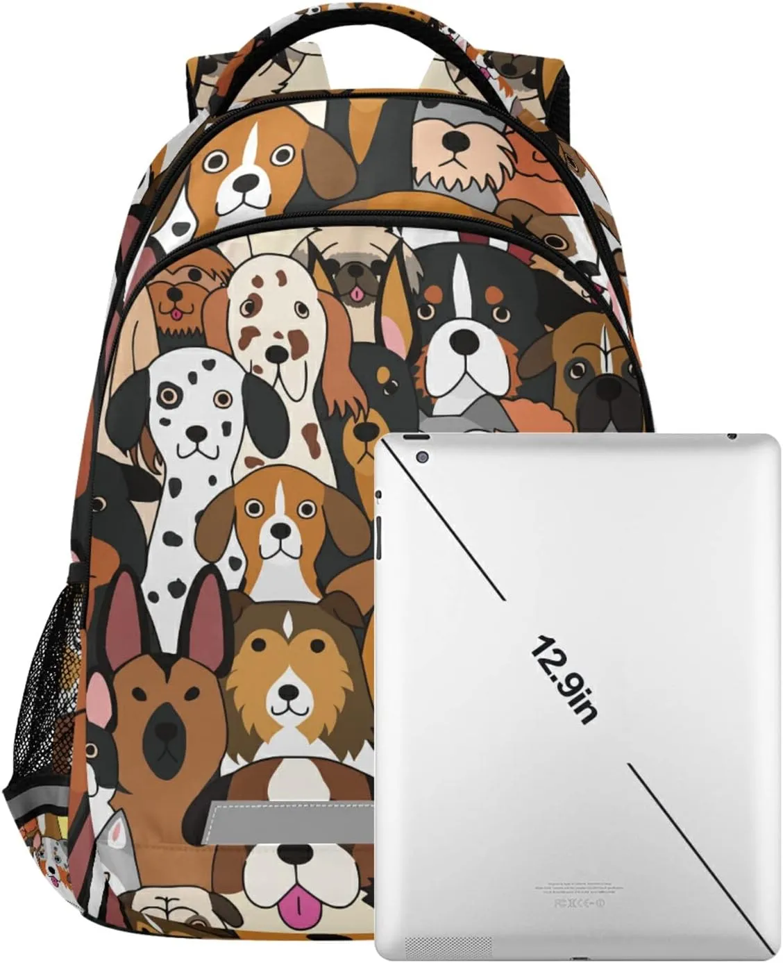 Cute Pet Dogs School Backpacks with Chest Strap for Teens Boys Girls,Lightweight Student Bookbags 17 Inch, Doodle Puppies Casual Daypack Schoolbags ?