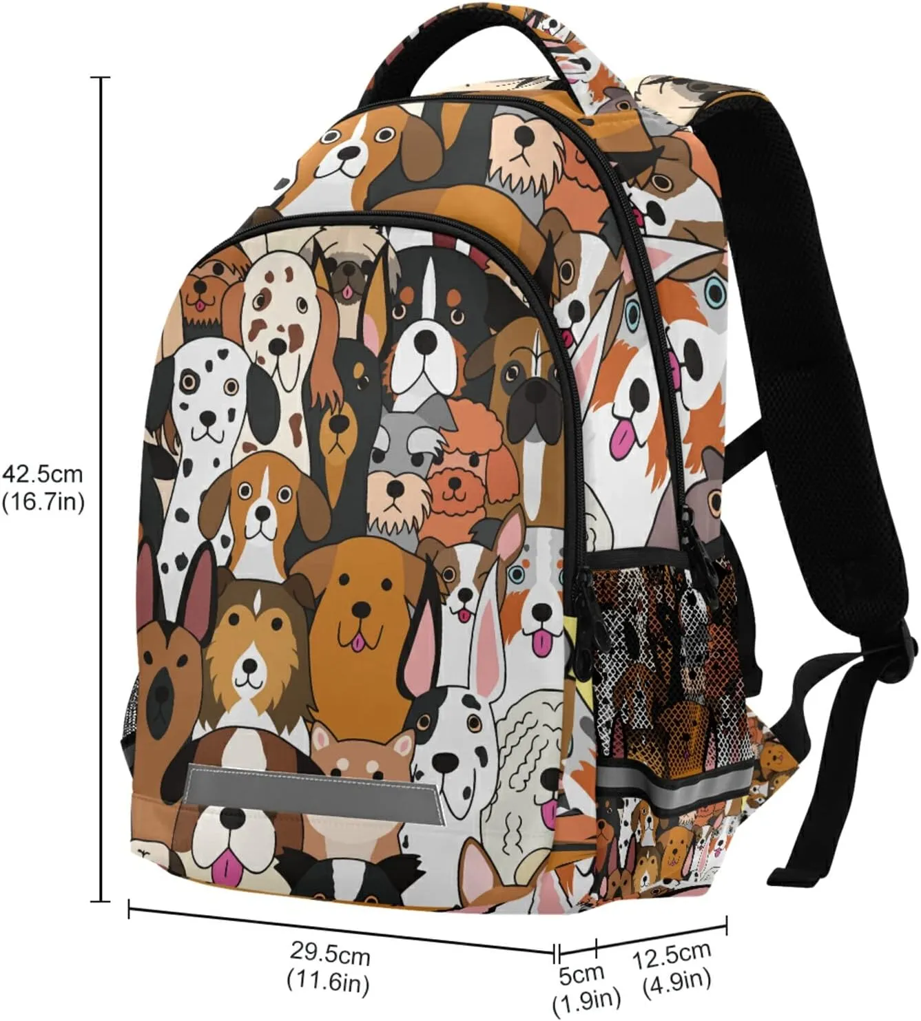 Cute Pet Dogs School Backpacks with Chest Strap for Teens Boys Girls,Lightweight Student Bookbags 17 Inch, Doodle Puppies Casual Daypack Schoolbags ?