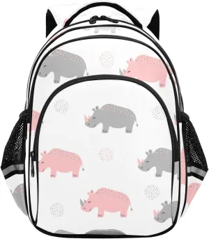 Cute Rhinoceros Backpack for Kids Elementary School Bag Boys Girls Bookbag Travel Backpack Daypack