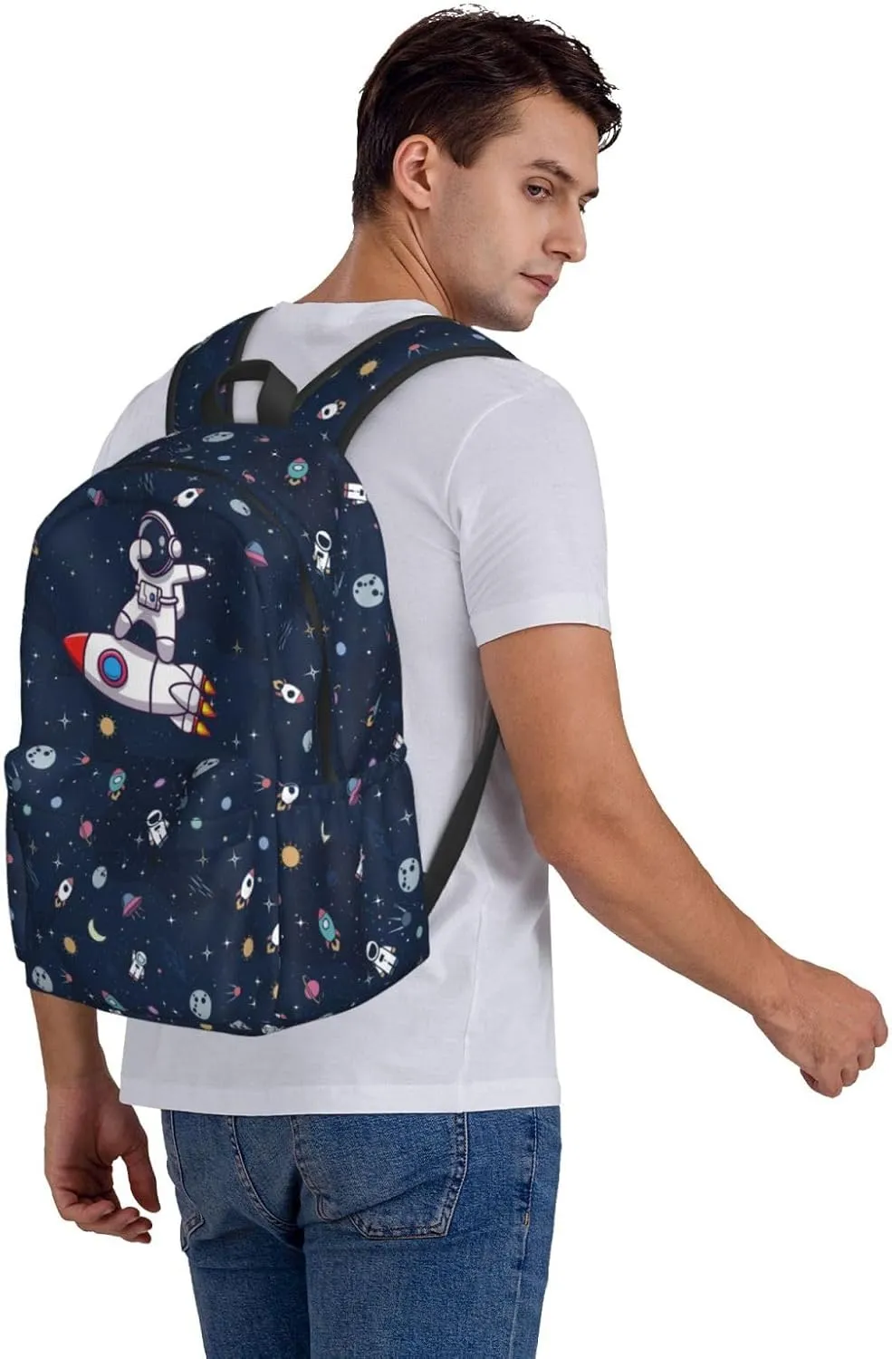 Cute Space Astronaut Casual Daypack Laptop Bag School Bookbag Travel Backpack For Kids Teen Boy Girl