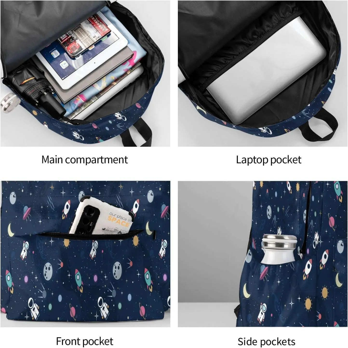 Cute Space Astronaut Casual Daypack Laptop Bag School Bookbag Travel Backpack For Kids Teen Boy Girl