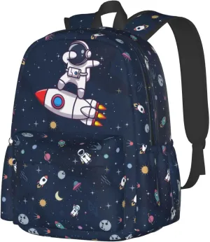 Cute Space Astronaut Casual Daypack Laptop Bag School Bookbag Travel Backpack For Kids Teen Boy Girl