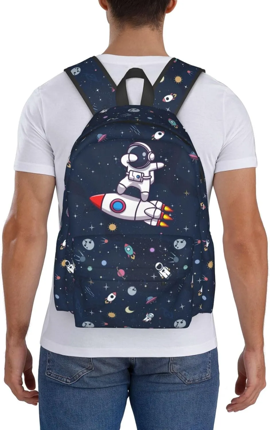Cute Space Astronaut Casual Daypack Laptop Bag School Bookbag Travel Backpack For Kids Teen Boy Girl