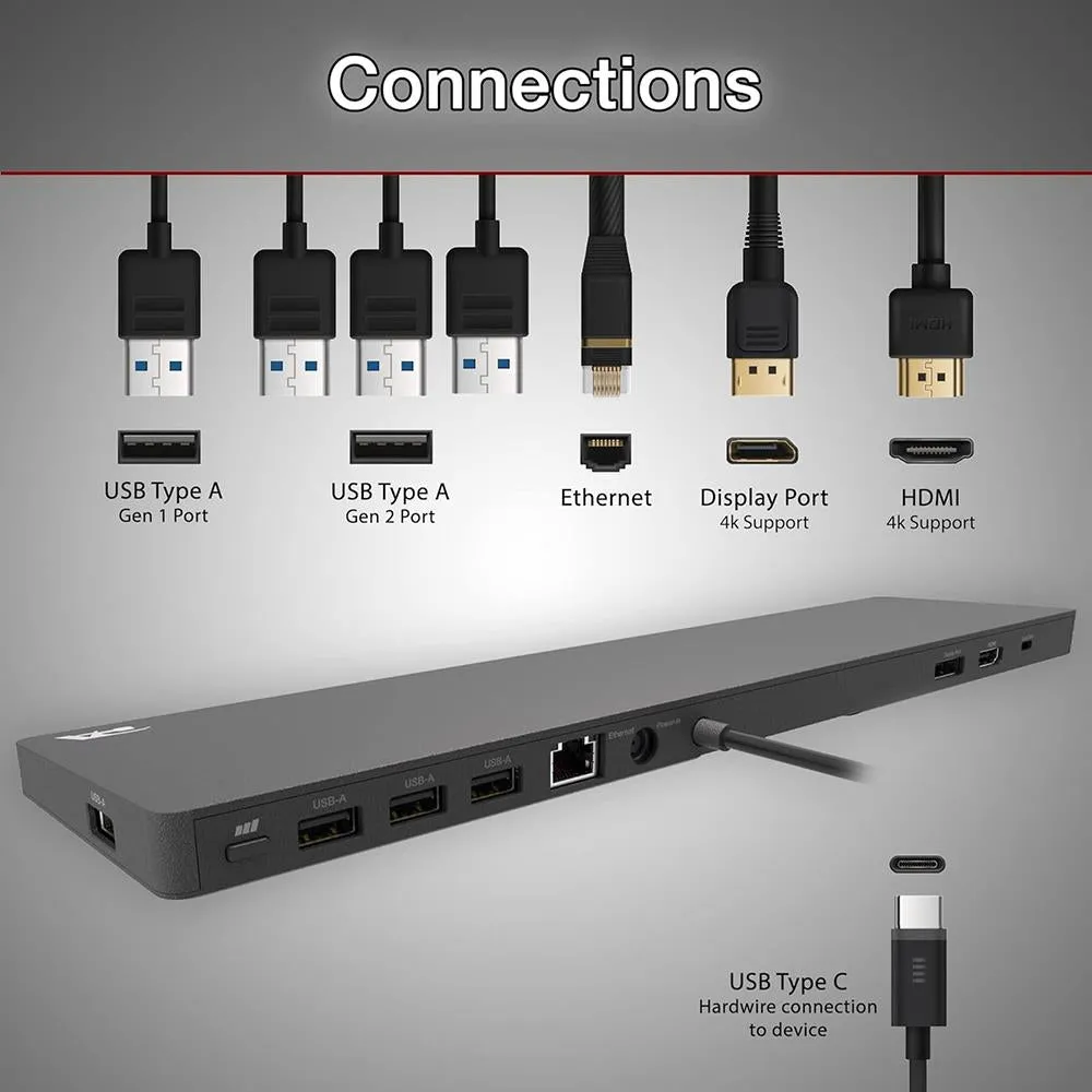 Cyber Acoustics USB-C Universal Essential Docking Station - DS-2000